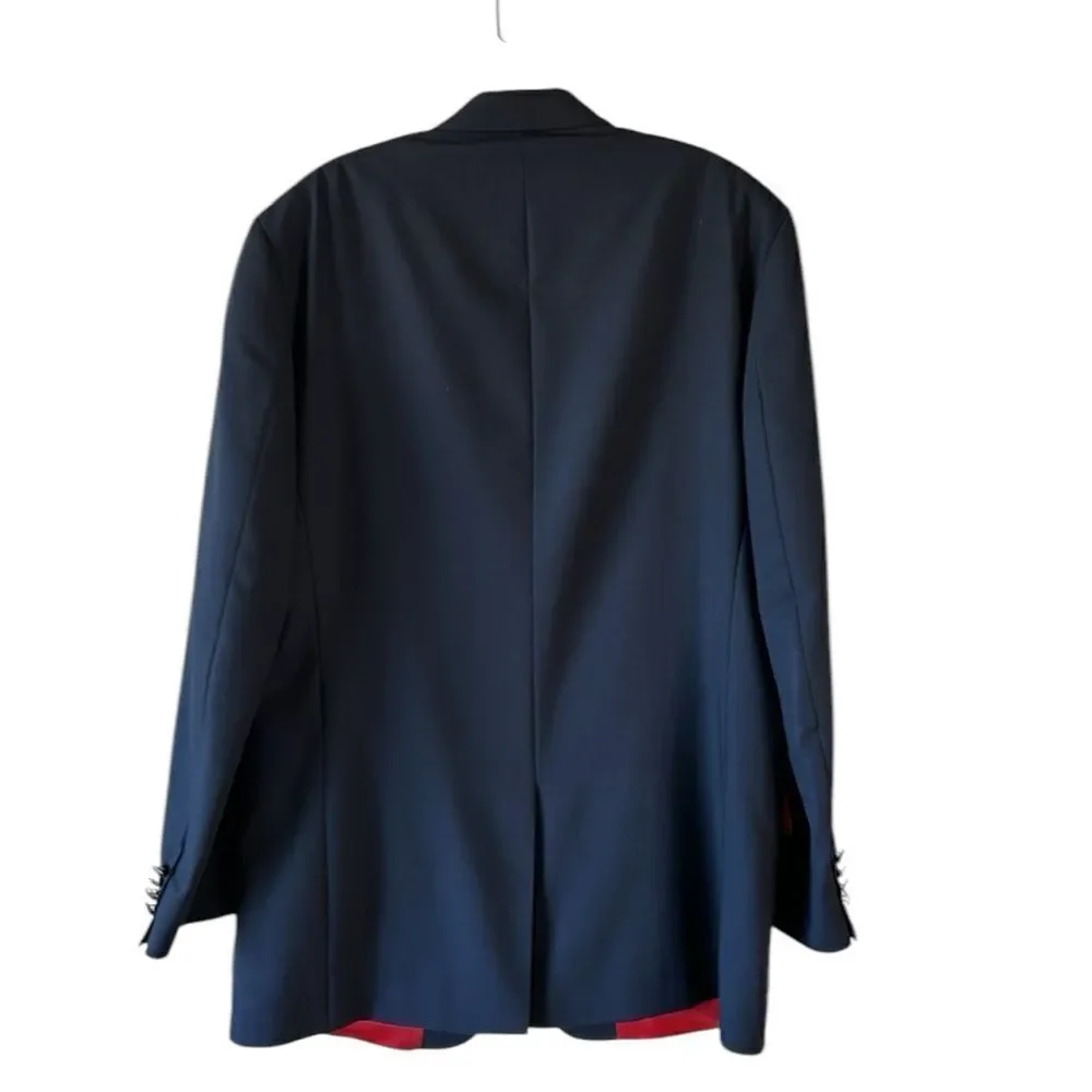 Tommy Hilfiger Mens Navy Blue Center Vent 2 Button Blazer